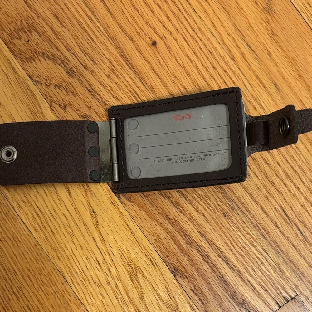 TUMI Black Leather Luggage Tag